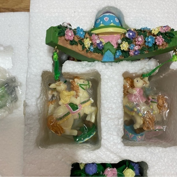 Animated Musical Bunny Carousel Easter Decoration Musical NEW Vintage Rabbit - Picture 5 of 6